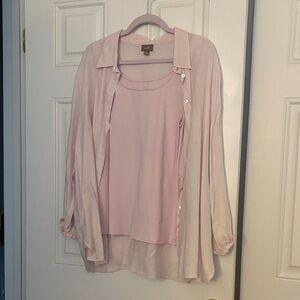 J Jill 100% Linen Button Down Big Shirt Pink XL